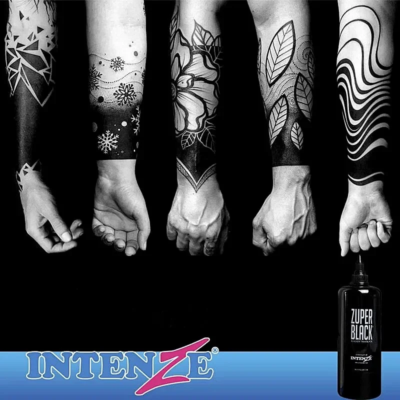 Zuper-Juego de tinta para Artista de tatuaje, tinta de tatuaje dinámica negra (360ML,120ML,60ML,30ML)