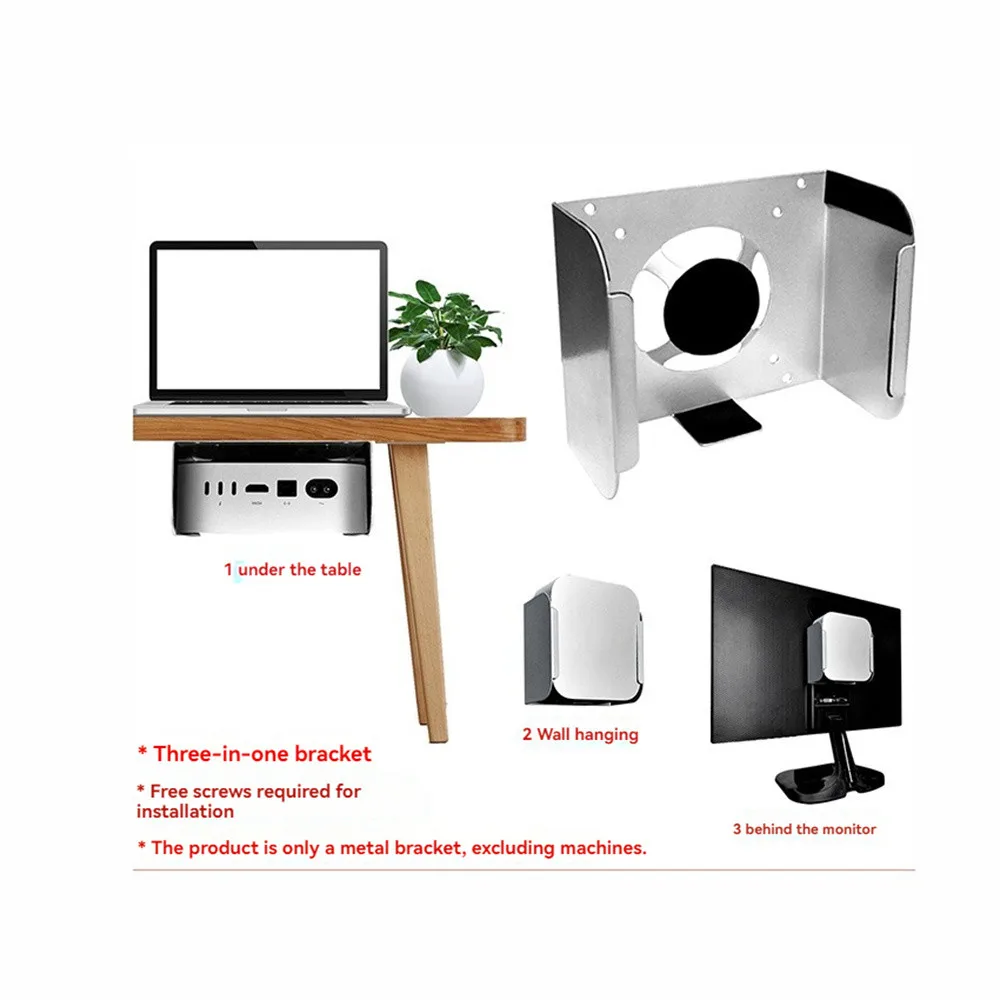 Do MAC Mini4 M4 Host Metalowy wspornik montowany na ścianie, pod stołem, monitor Potrójne zastosowanie Sliver Podstawa stojaka Akcesoria hosta