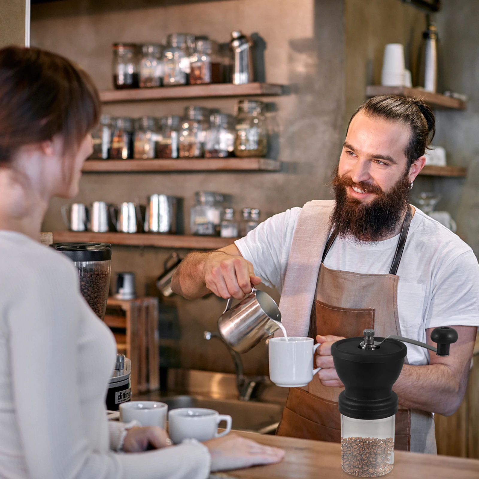 

Manual Coffee Grinder Bean Grinding Machine Stainless Steel Portable Travel Mill Premium Material Gifts For Coffee