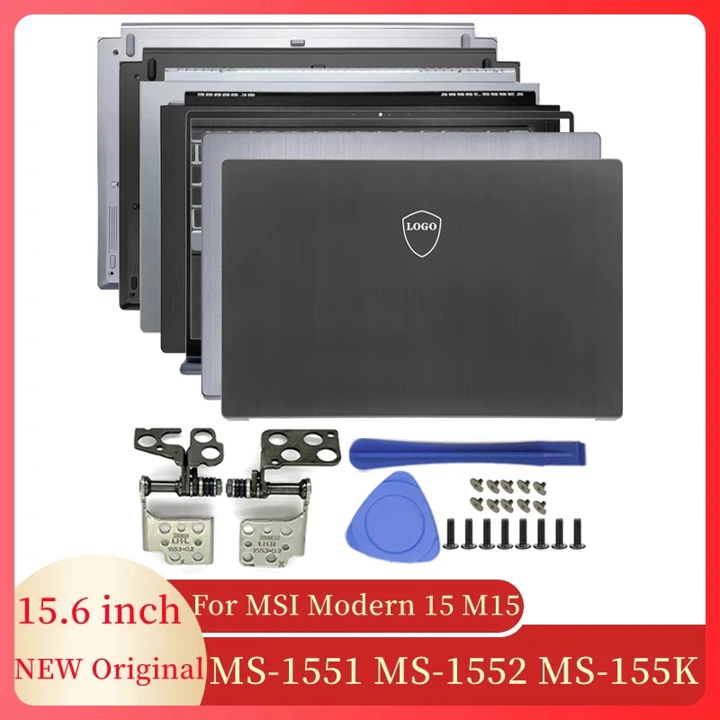 NEW Laptop Frame Case For MSI Modern 15 M15 MS-1551 1552 155K LCD Back Cover/Front Frame/Hinge/Palmrest/Bottom Case Black Silver