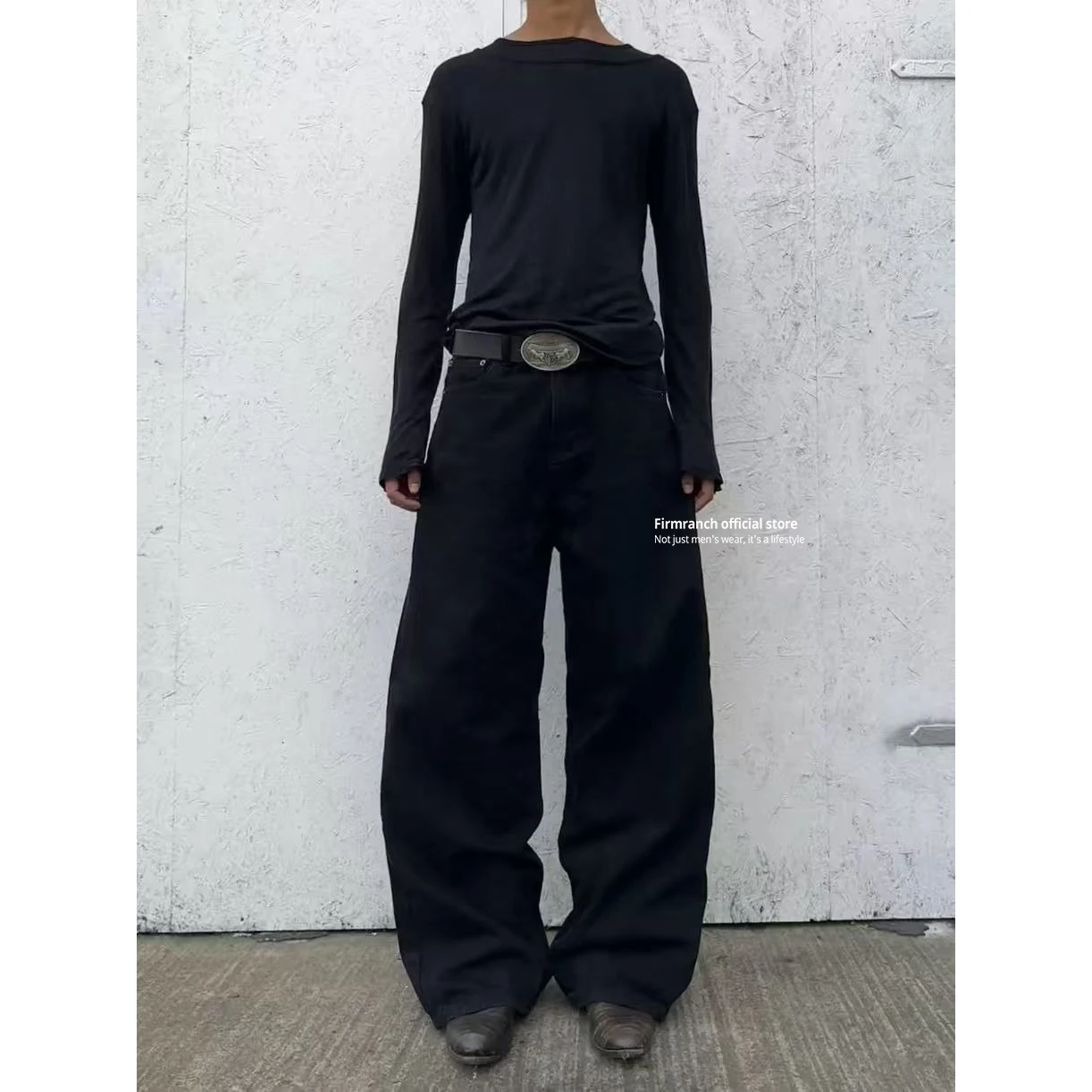 Firmranch Spring Summer High Elastic Black And White Perspective Layering Fake Two Pieces Long Sleeve T-shirt For Men Women - view 4