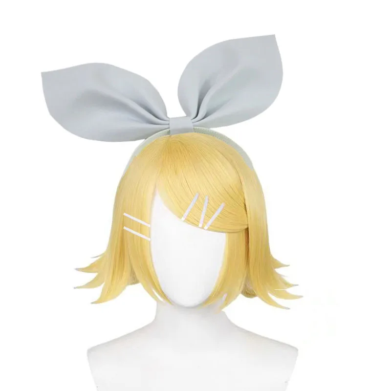 أنيمي ميكو رين/لين شعر مستعار تأثيري حفلة مقاومة للحرارة بيروكات صناعية