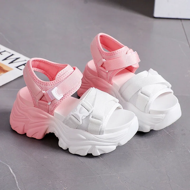 7.5cm Women Leisure Chunky Platform Sandals Peep Toe High Heels New Gladiator Slippers Woman Fashion Trendy Summer Beach Sandals