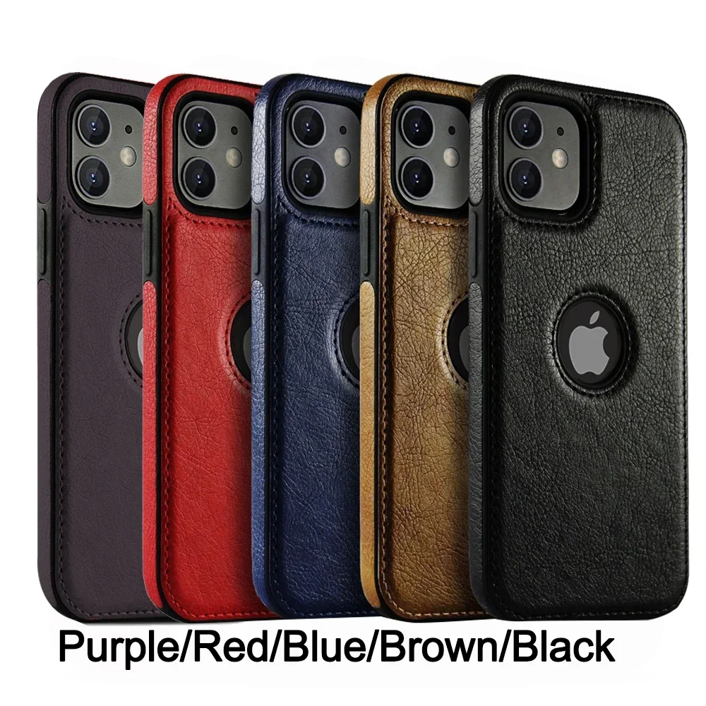 Ultra Thin Slim Business Leather Cover For iPhone 15 14 13 12 11 16E 16 17 Pro Max Mini Plus SE Phone Case Cover Show Logo