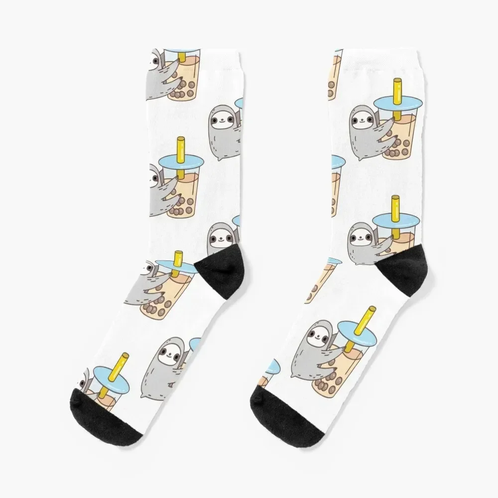 Sloth hugging Bubble Tea Socks new year Stockings man luxe cute Socks Woman Men's