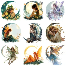 24cm Cute Moon Elf Girl Iron On Patch Dreamy Heat Transfer On Clothes DTF Iron On Transfer Heat Transfer  patch iron On Clothes