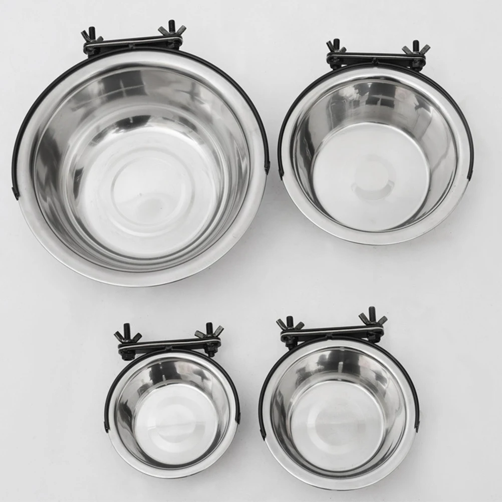 

Dog Crate Bowls Hanging No Spill Pet Stainless Steel The Cat Cage Dogs Water Dispenser