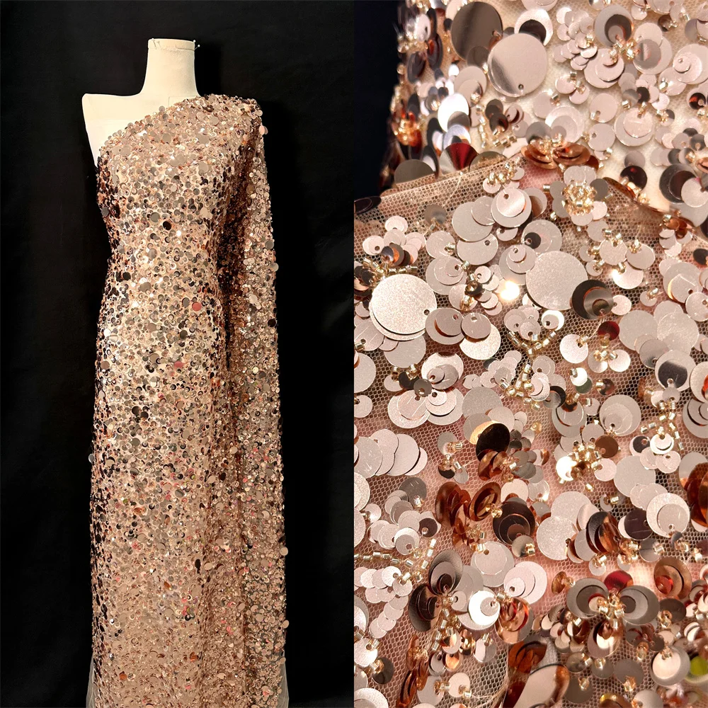 

Latest 3D Embroidery Beads Sequins African Lace Fabric 5 Yards High Quality Nigerian Women Wedding French Material