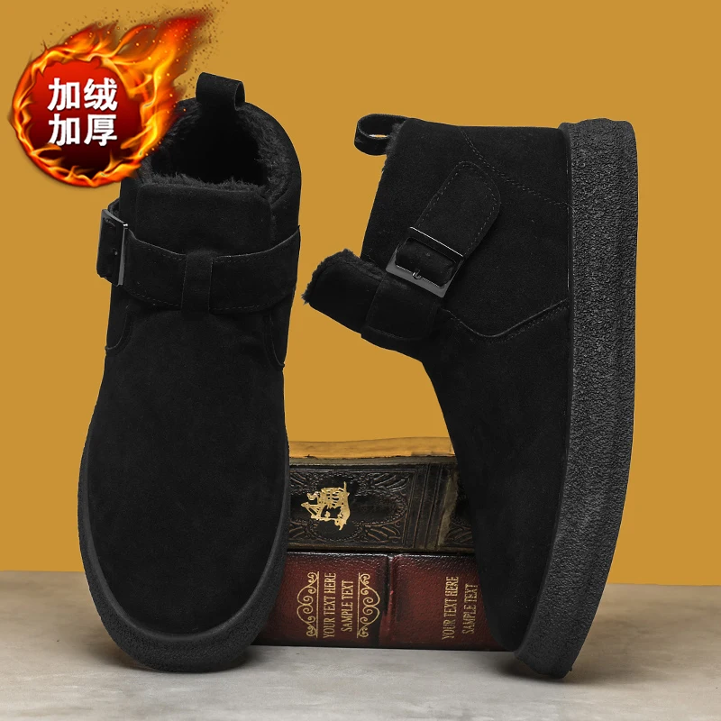 أحذية الثلوج الشتوية للرجال 2025، مبطنة بالفرو الصناعي ومقاومة للماء، مضادة للانزلاق لخروج الحضرية غير الرسمية