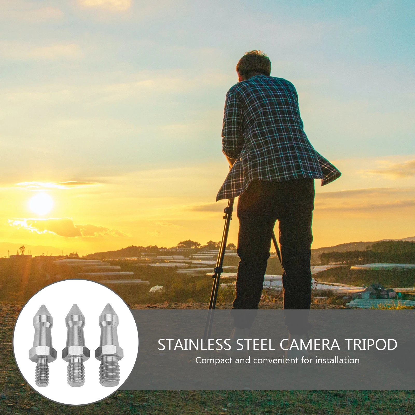 

3pcs Tripod Fixing Spike Stainless Steel Trekking Stick Accessories Durable Easy Install Wide Application for