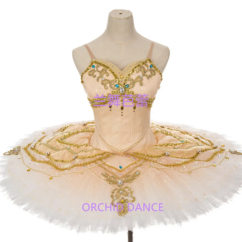 Rhinestone Adorn High Quality Professional Custom Size Classical Adult Girls Golden Bird Ballet Tutu Costumes