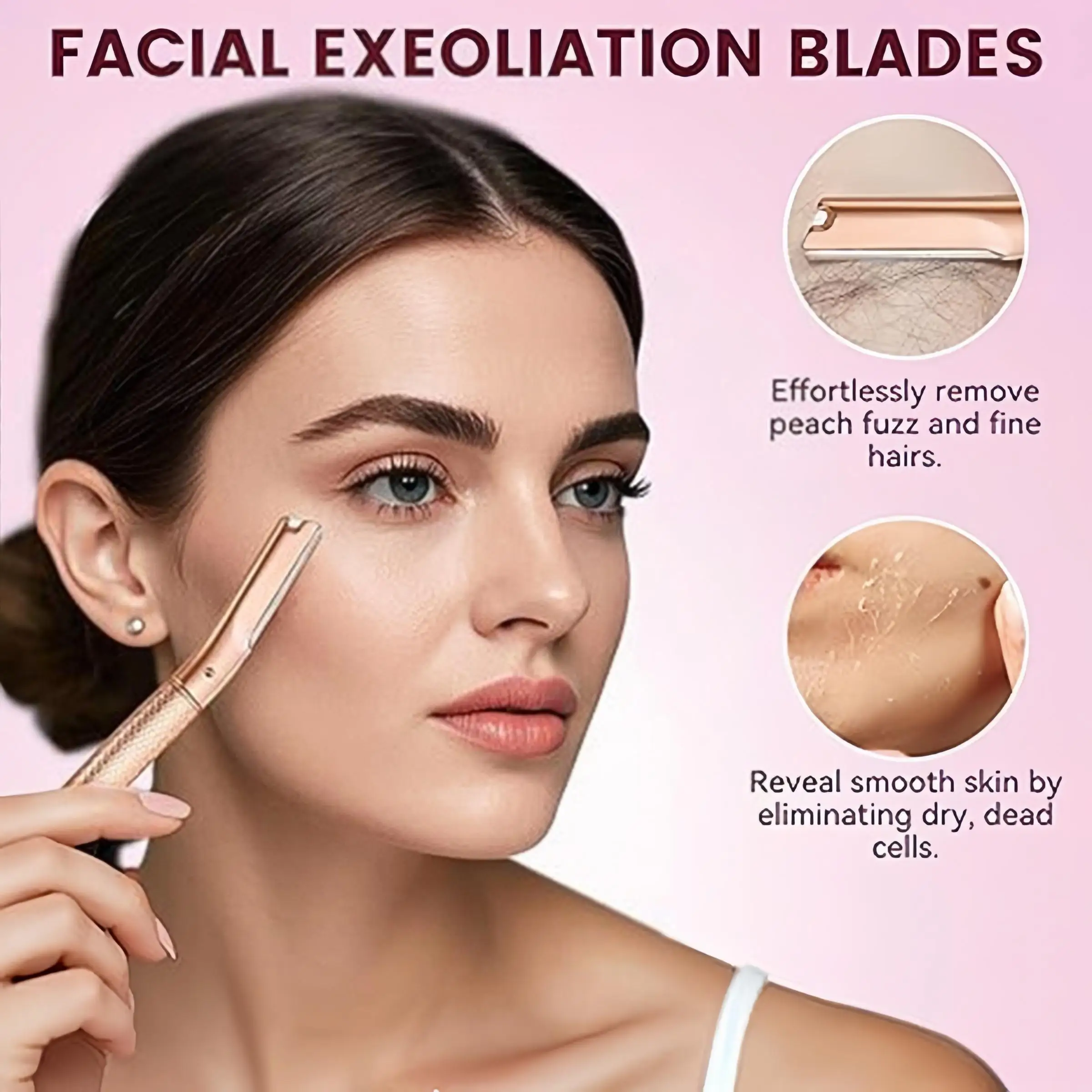 1+6 Set Premium Zinc Alloy Eyebrow Razor Safe Metal Trimmer Anti-Scratch Facial Hair Remover Detachable Blade Beauty Makeup Tool