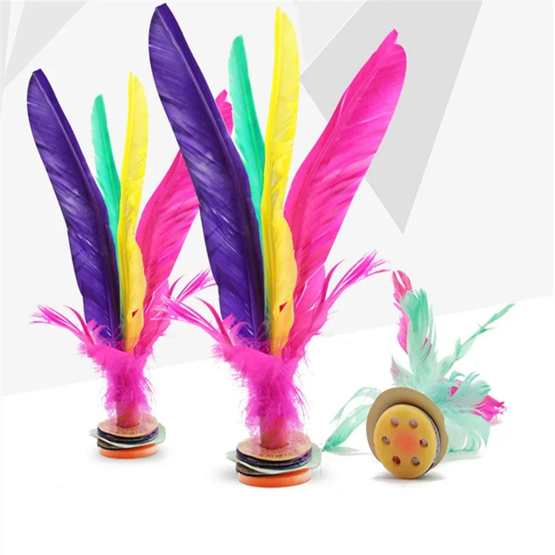 1pc China Traditional Jian Zi Balls Kick Shuttlecock Colorful Feathers Kick Shuttlecock for Outdoor Sports Physical Exercise