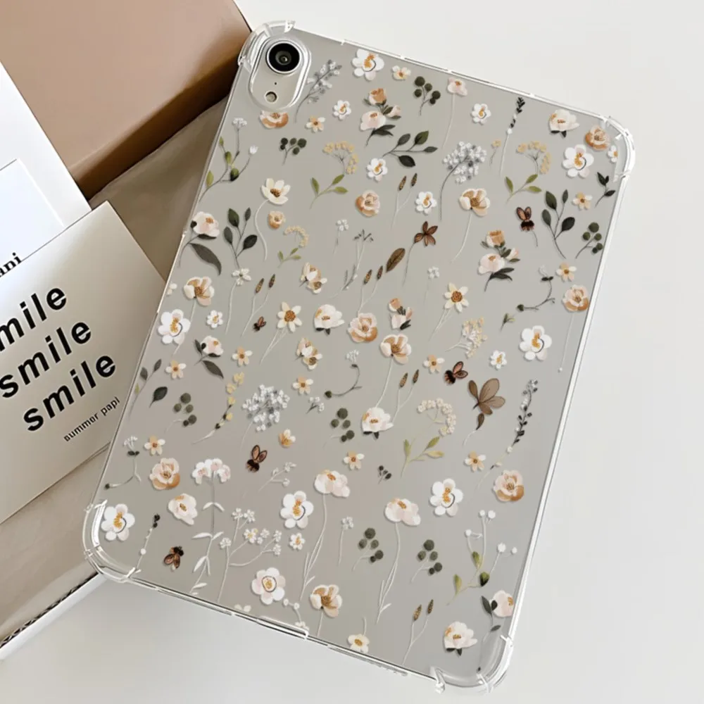 Retro Vintage Wild Floral Print Clear Transparent Tablet Case for Apple iPad Pro 9.7 10.5 12.9 13 Air 2 3 11 13 Mini 5 6 7 Shell