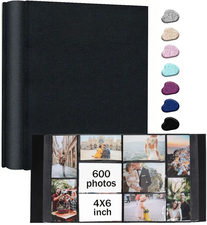 Großes Fotoalbum aus Leinen, Scrapbook mit 200/300/600 Fächern für 4x6 Fotos, Einsteck-Fotoalbum für Hochzeit, Baby, Familie, Jubiläum – Detail 8