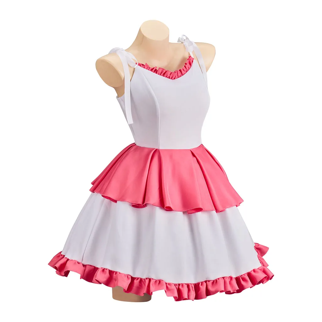 Perfect Blue Mima Kirigoe Cosplay Kostuum Roze Slipdress met Strik Kousen Lolita Tube Dress Halloween Party Outfits