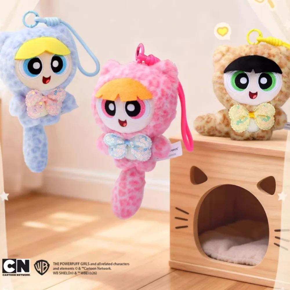 

Плюшевый брелок HUGKIS Powerpuff Girls в виде леопардового кота — милый мультяшный аксессуар для сумки, подарок для детей и фанатов