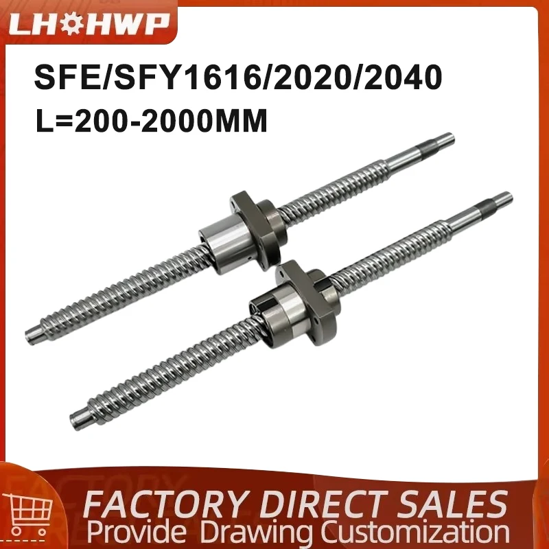 1set BallScrew C7 SFE1616 SFY1616 SFE2020 SFY2020 SFE2040 With BallNut Roller Ball Screw 200-2000mm End Machining For CNC Parts