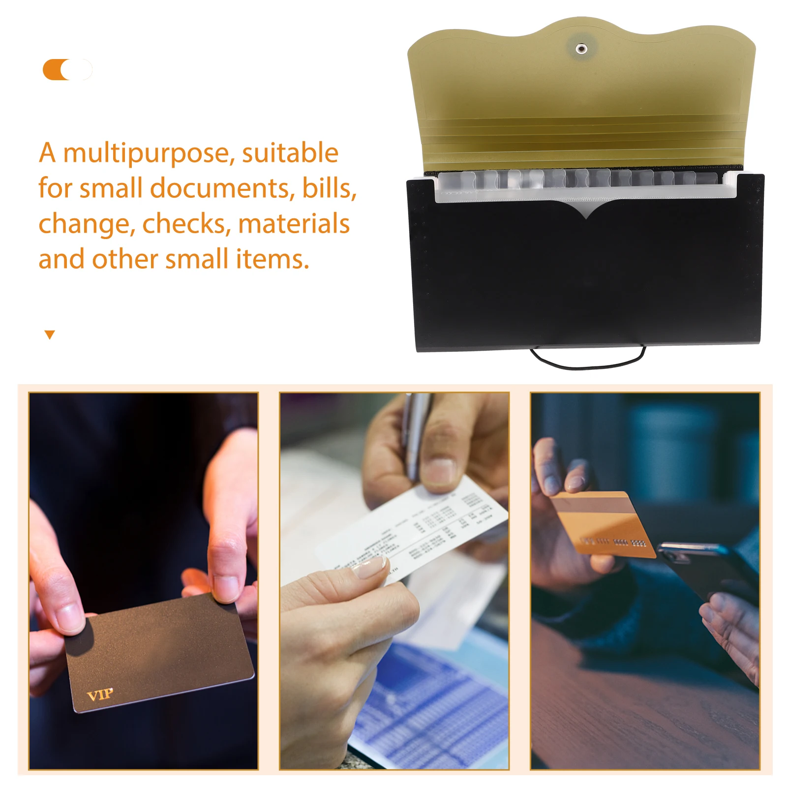 

Receipt Storage Bag Portable File Organizer Foldable Folder Polyester Office Holder