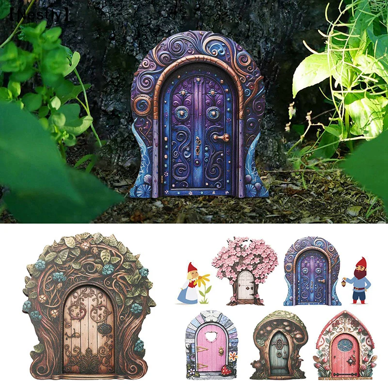 Puerta de Hadas de Madera, Mini Puerta de Elfo, Puertas Decorativas para Jardín de Hadas, Miniaturas de Jardín, Adornos para el Hogar de las Hadas, Árbol 〔Nest〕