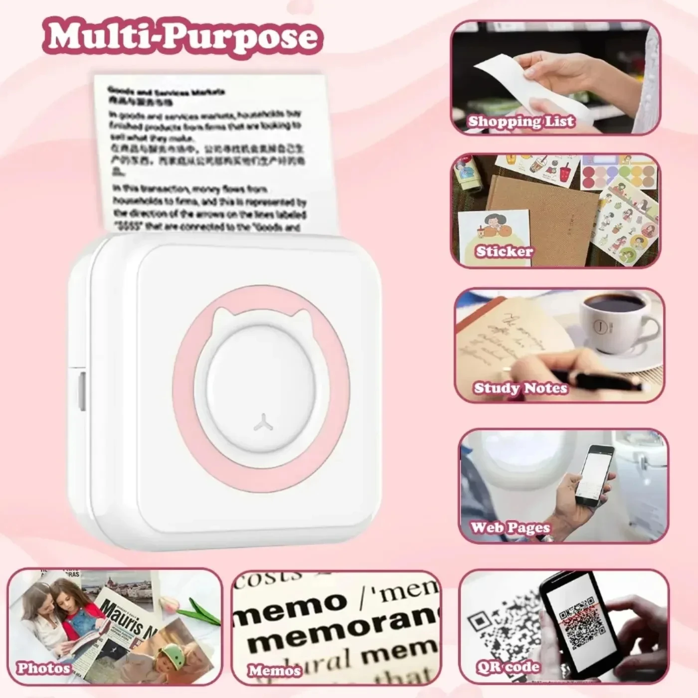 Mini impresora de papel térmico de 57mm, papel fotográfico de color para niños, Pegatina autoadhesiva para mini impresora, piezas de repuesto de