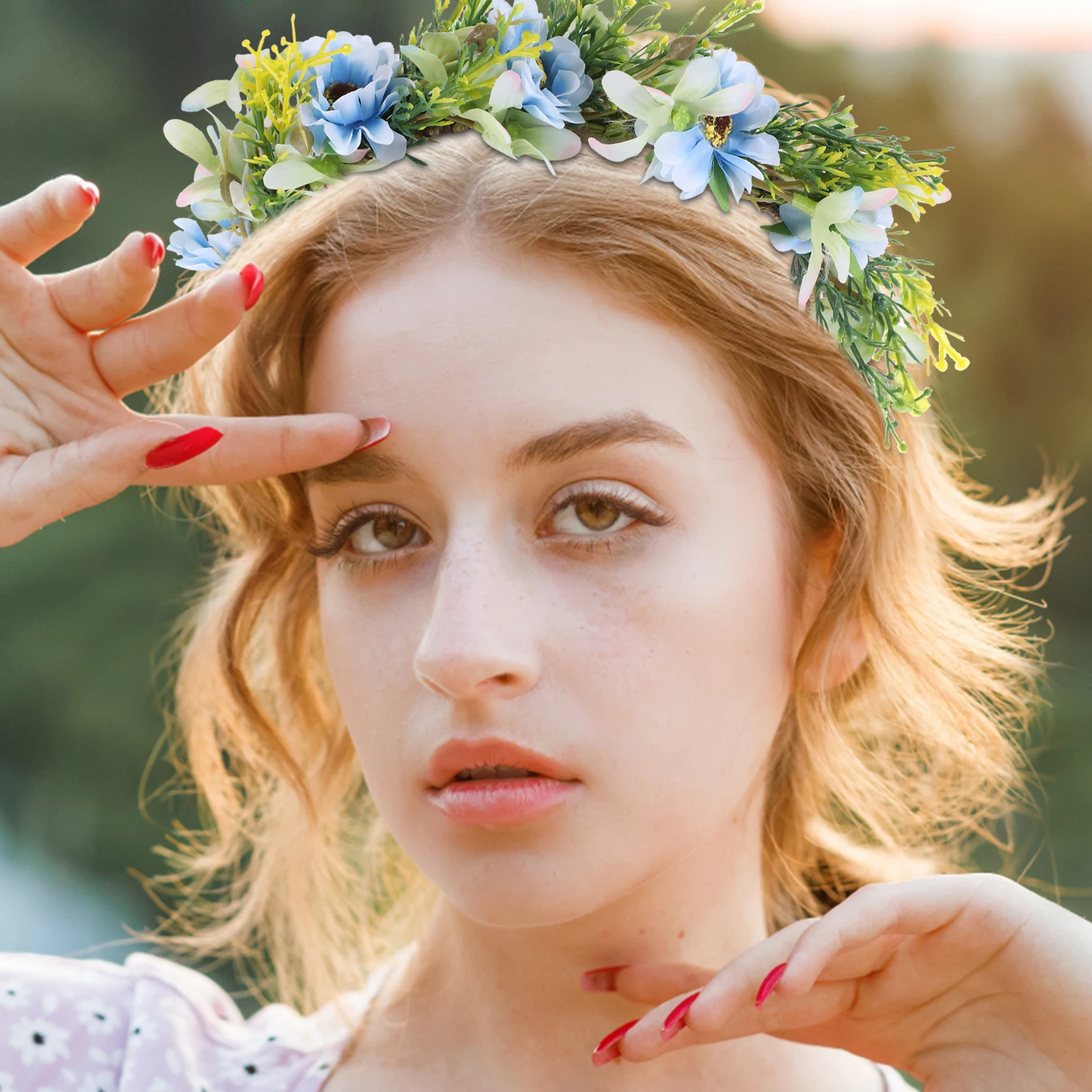 

Decoration Creative Headdress Hair Wreath Headband Hoop Hair Creative Headdress Band For Women Girls Blue Fg76-5