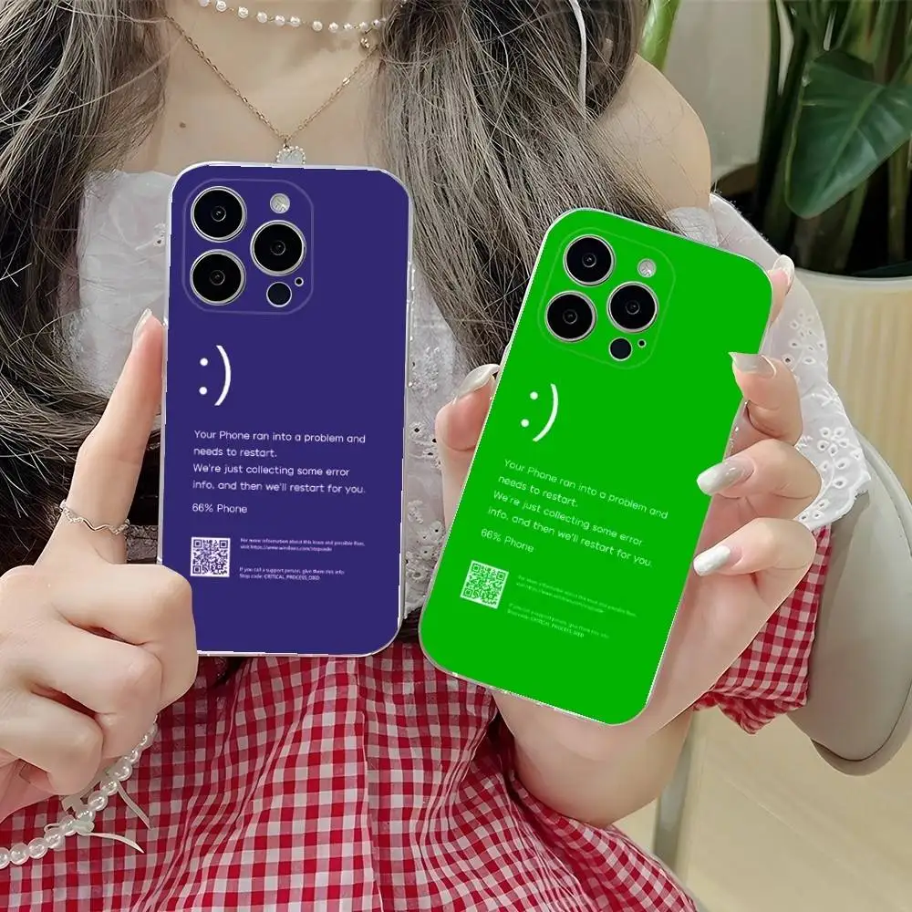 

Screen Failure Phone Case For iPhone 16,15,14,13,12,11 Plus,Pro,Max,XR,XS,Plus,E,SE4,Mini Transparent Soft Cover