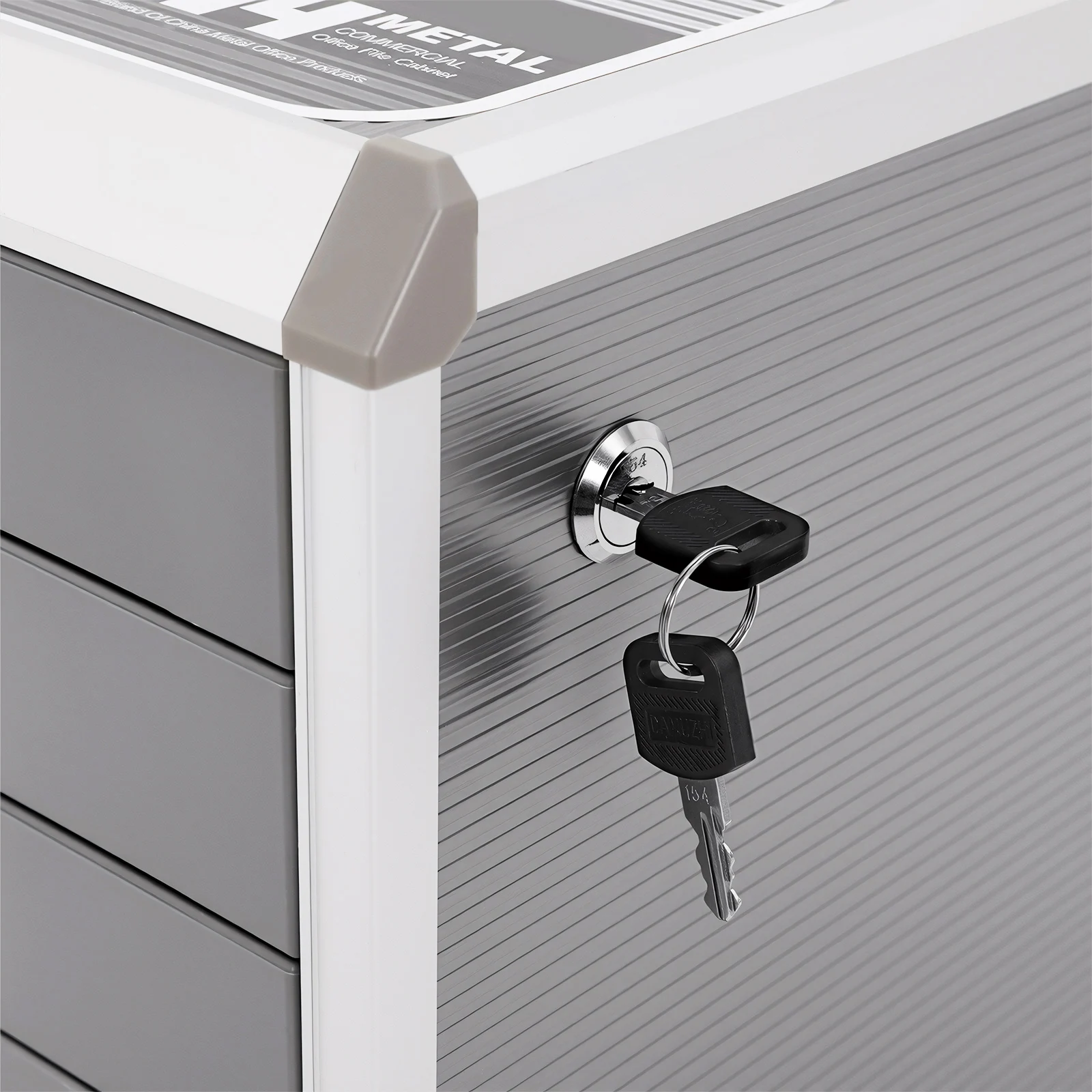 4 Layers Locking Drawer Cabinet Desk Organizer, Home Office Desktop File Storage Box,  Locking Storage Cabinet, Aluminum Alloy