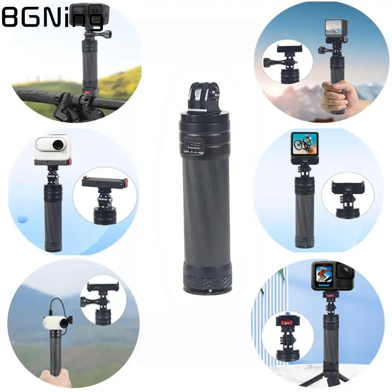 قوة البنك Selfie عصا ألياف الكربون قبضة 22.5 واط شحن سريع ترايبود جبل المغناطيسي الإفراج السريع لكاميرا GoPro Insta360 DJI