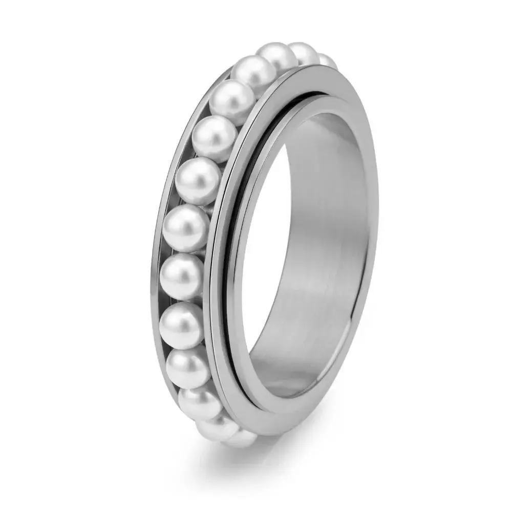 Luxury Style Stainless Steel Spinner Ring Size 5-12 6mm Width Eternity Ring 18K Gold Plated Waterproof Stackable Ring For Girls