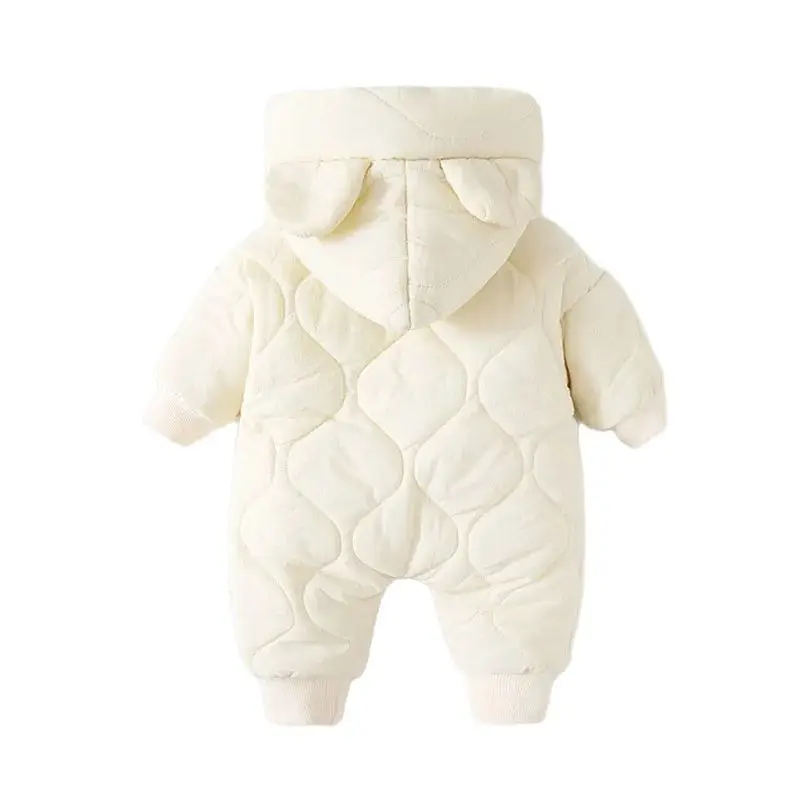 Winter Warm Cartoon Hooded Newborn Baby Rompers Fleece Padded Infant Boys Girls Outdoor Jumpsuits for 0-2 Years Baby Clothing