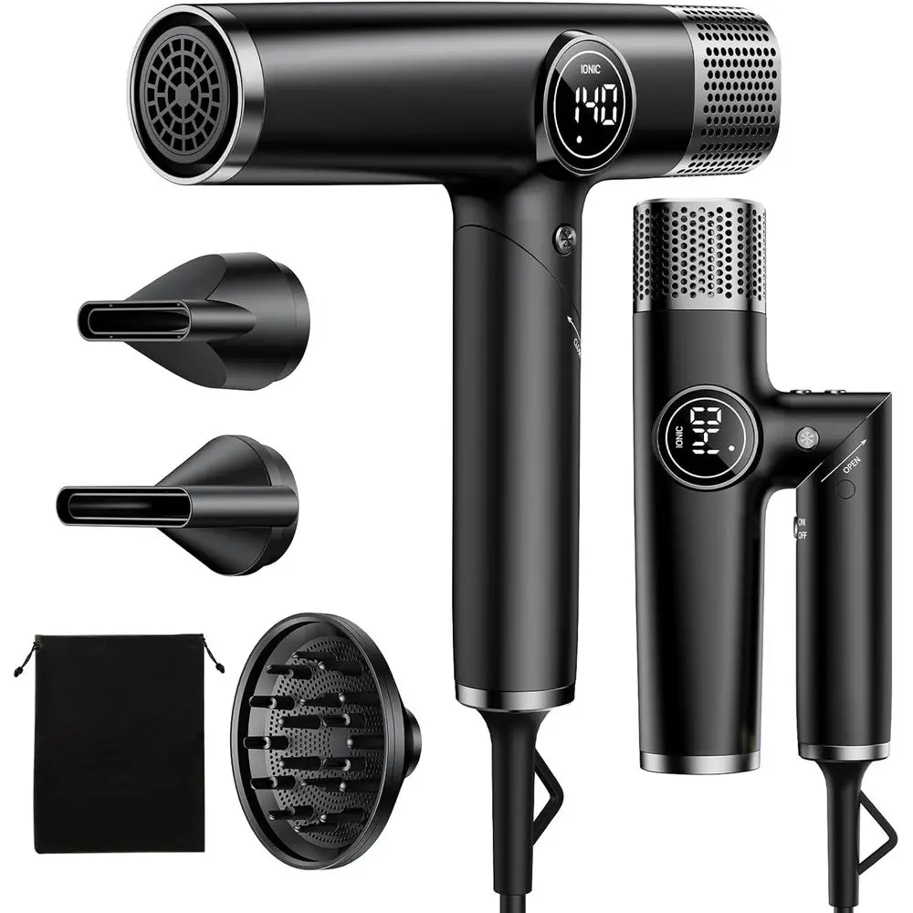 

Dual age Travel Hair Dryer with Diuser, 1900W Proional High-Speed Ionic Blow Dryer or ast Drying, Lightweight, No Heat Damage, G