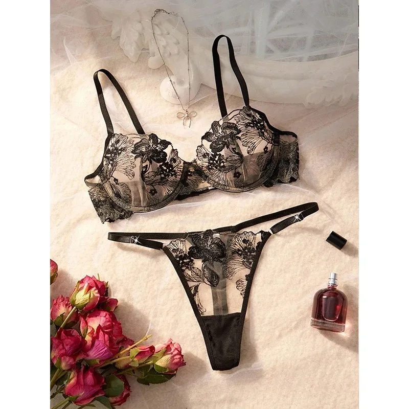 Tornova malha floral sexy lingerie calcinha modelo fino bordado transparente interessante renda erótica encantadora roupa interior adulto terno