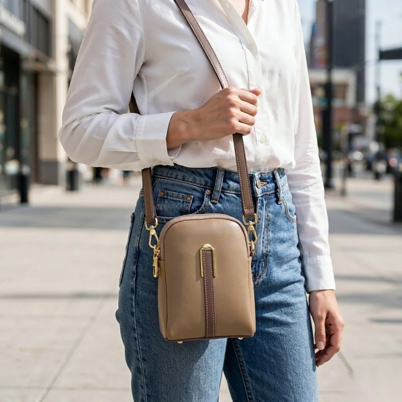 Women Small Crossbody Bag Fine Grain Cowhide Phone Purse Ladies Daily Commute Shoulder Handbag Female Genuine Leather 2026