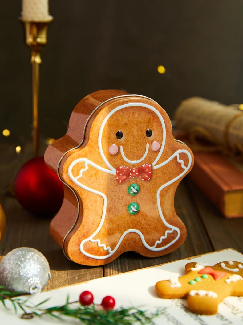 1pc Christmas Gingerbread Iron Candy Boxes Merry Christmas Decorations for Home New Year Xmas Gifts Box Christmas Ornaments Gift