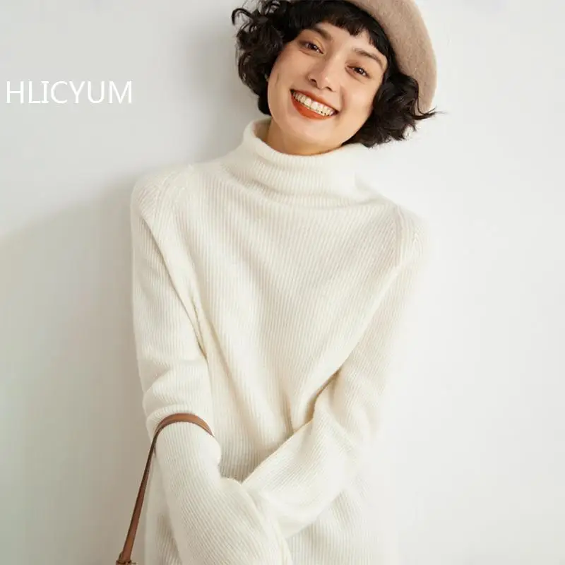 

New Women Loose Sweater Winter Casual Chic 100% Cashmere Oversize Sweaters Pullovers Female Long Sleeve Loose Tops Thick Jumper