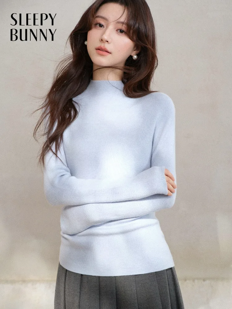 

Мягкий вязаный свитер с воротником-стойкой, приталенный пуловер, топ, женский осенне-зимний однотонный трикотаж в рубчик, эластичный многослойный базовый свитер с длинными рукавами