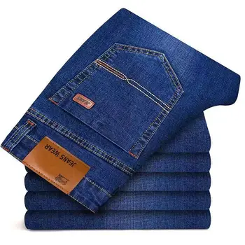 2026 New Style Business Men's Jeans Casual Straight Stretch Fashion Classic Blue Black Work Pant Denim Trousers Male Clothing 2