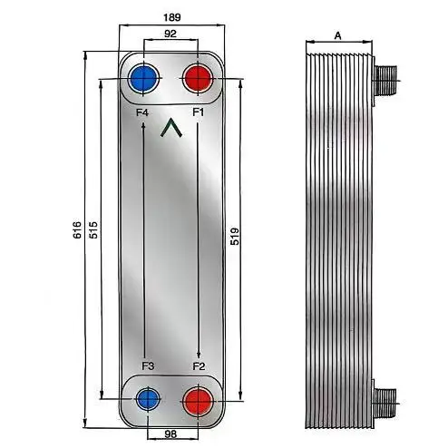 Plate Heat Exchanger Heat Pump Replacement FHC095FS, 35m³/h Flow Rate, Compatible with Bosch, Carrier, Daikin Systems