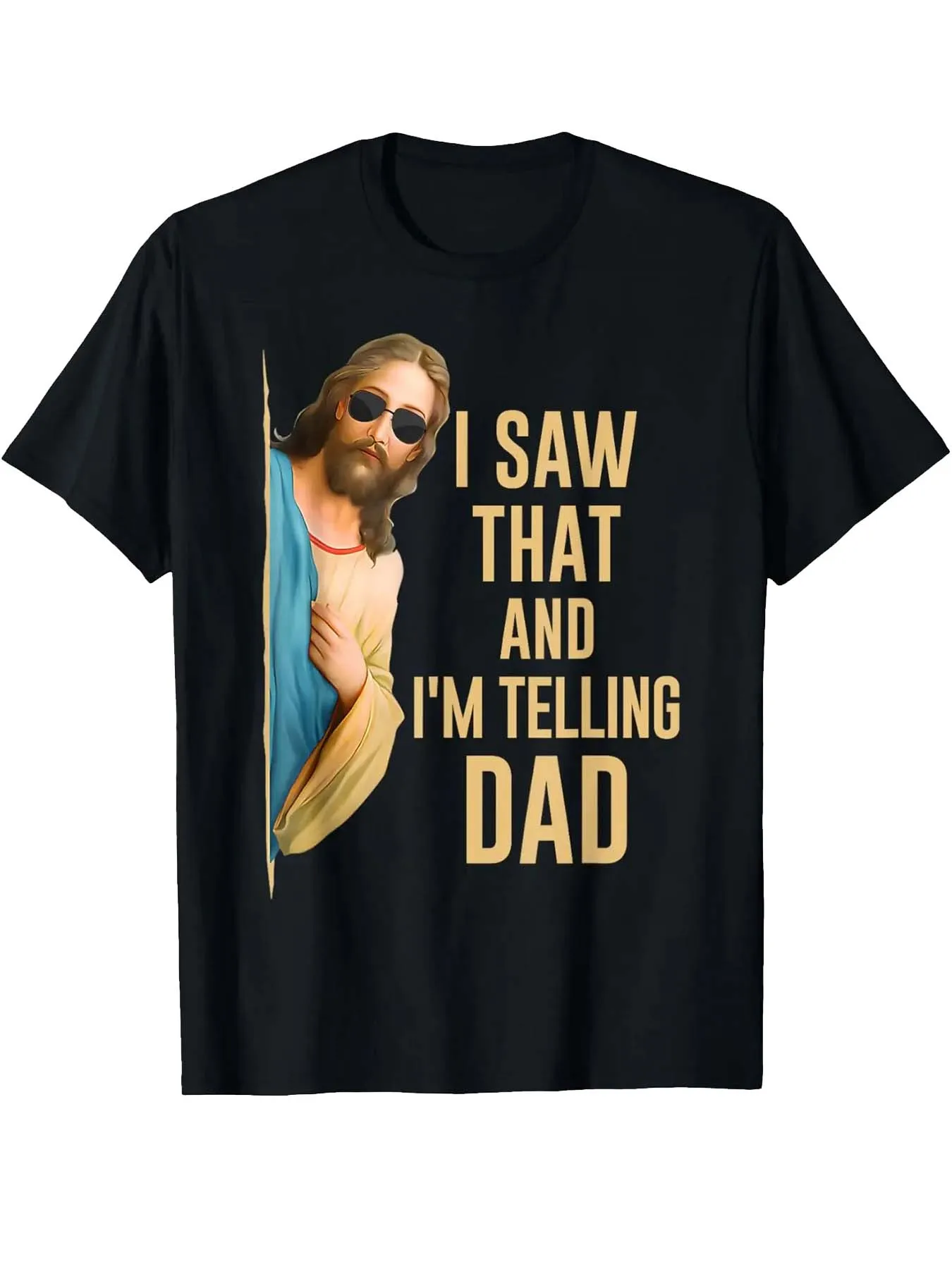 

men's short-sleeve summer Jesus Satan faith T-shirt with printed pattern unisex style suitable for home wear parties as a gift