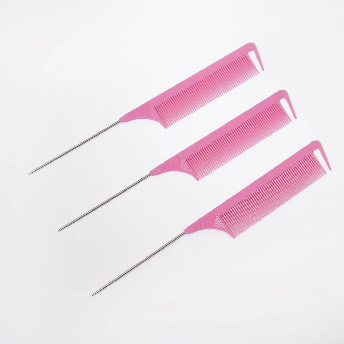 3 Metal Needle Mouse Tail Combs with Scales, Hair Styling Combs for Hair Distribution, Dyeing Combs, Special for Real Hair Wigs