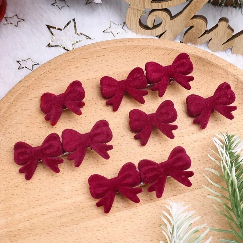 1/8pcs Red Velvet Bowknot Hairpin Cute Girl Little Bobby Pin Fashion Christmas Retro Barrettes Hair Clip Headwear Accessories