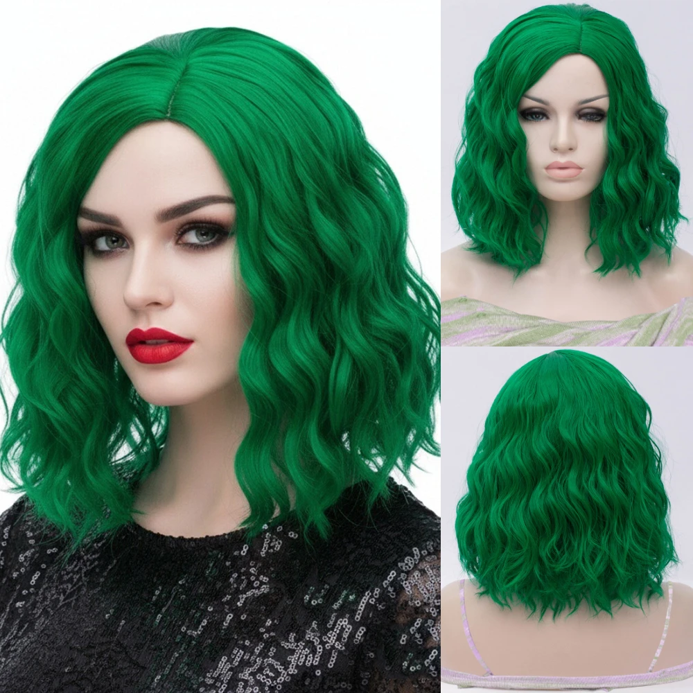 

MSIWIGS женские зеленые парики короткие вьющиеся термостойкие синтетические розовые, синие, красные волосы для черно-белых женщин косплей парики Лолита Боб