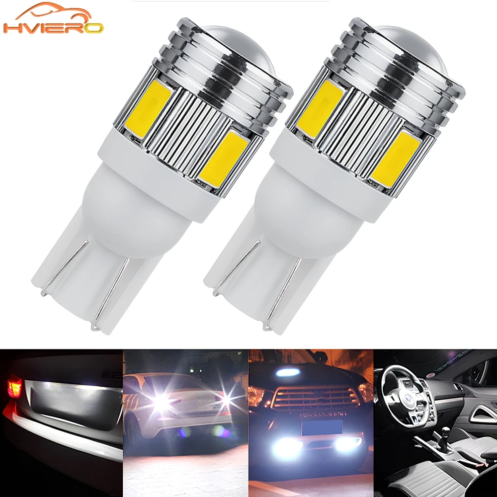 

2pcs T10 W5W Xenon White Blue Red 6SMD 5630 Car Led Backup Light Turn Signal Lamp Side Marker Bulb Parking Tails dome lamp Trunk