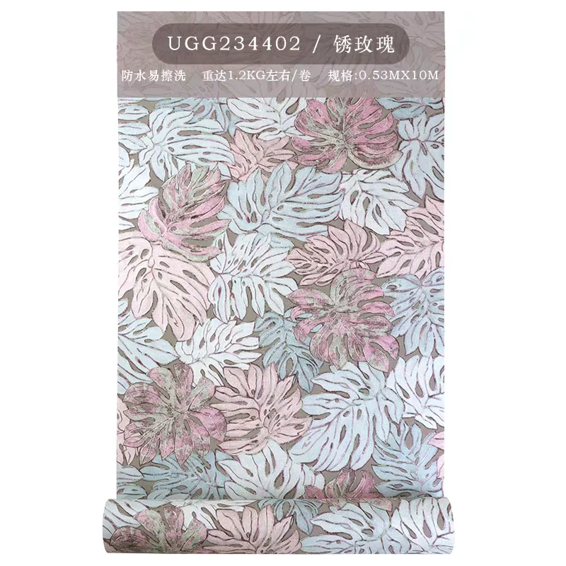 Vintage Tropical Monstera Leaf Wallpaper Embossed PVC Jungle Plant Wall Paper for Living Room Bedroom Cafe Hotel Background