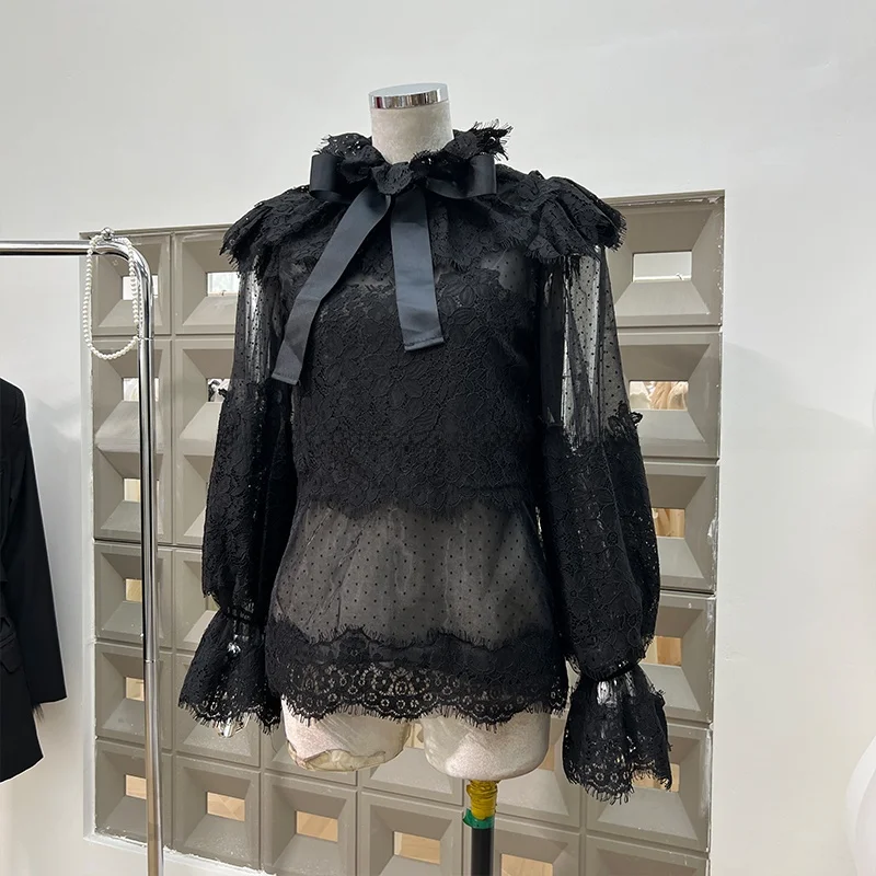 

Bla кружевной пуловер с воротником-стойкой и завязкой на талии + облегающий осенний новый сладкий и крутой австралийский персонал