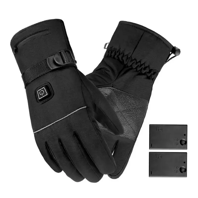 Electric Heated Gloves Motorcycle Winter Moto Heated Gloves Warm Battery Box Powered Heating Thermal Gloves For Snowmobile bike