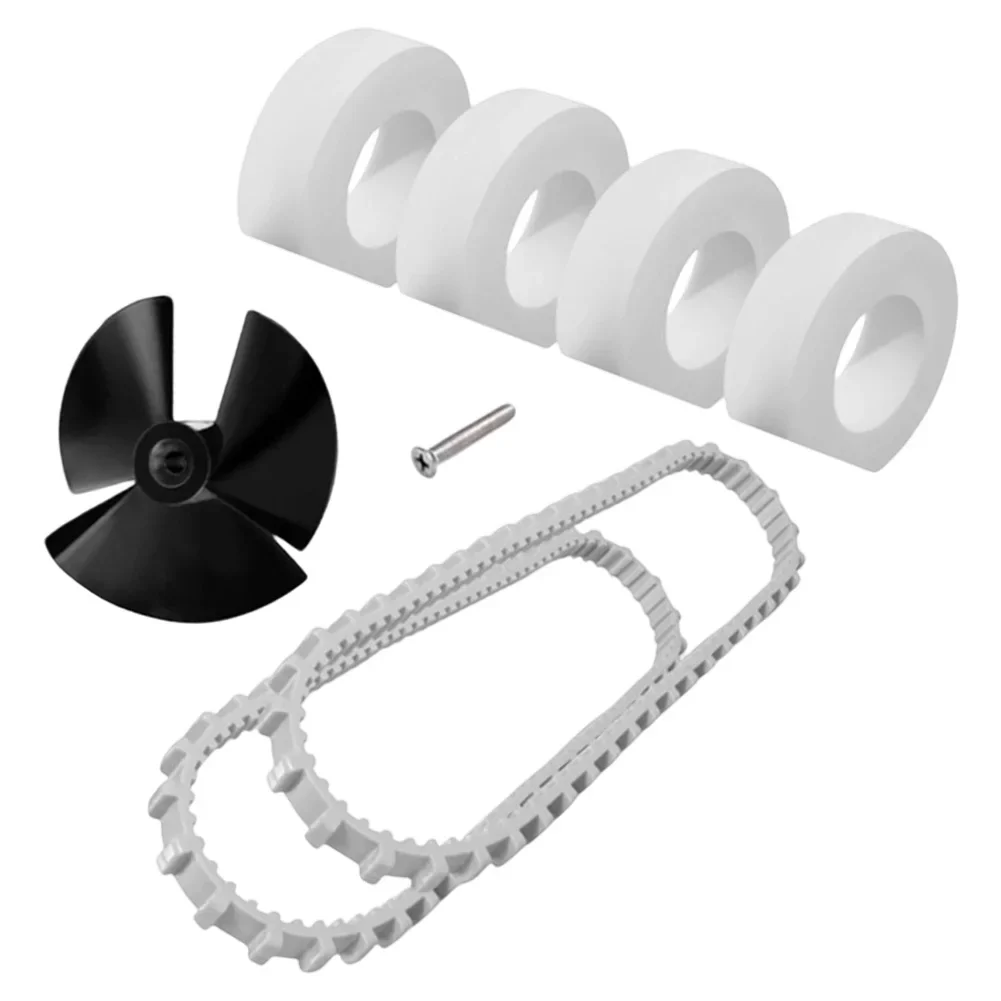 Climbing Wheels Set White, Black Pool Cleaner Impeller Plastic And Rubber Construction 7-piece Set Pool Robot Repair