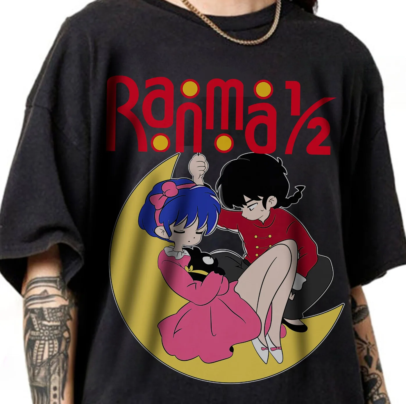 T-shirt Ranma 1/2, T-shirt inspiré de l'anime Ranma et Akane noir - Cadeau Anime