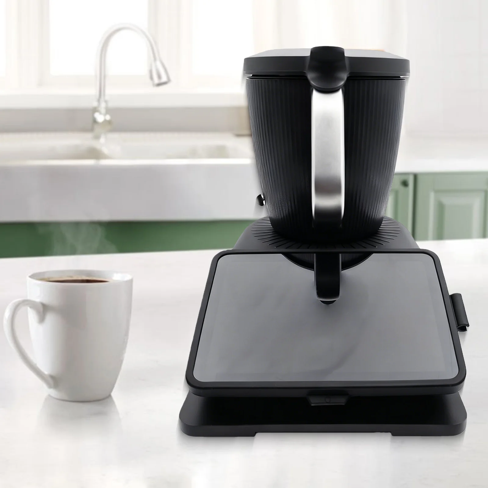 Thermomix TM7 Sliding Board with Wheels:Easy-Move Base Glider with Finger Grip Notch&Stable Rubber Base,Protects TM7&Countertops